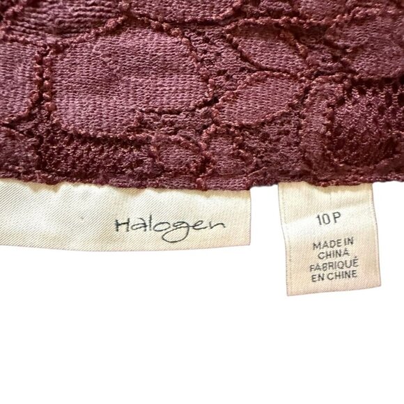Halogen Maroon Lace Skirt SZ 10P Office Feminine Chic - Picture 4 of 5